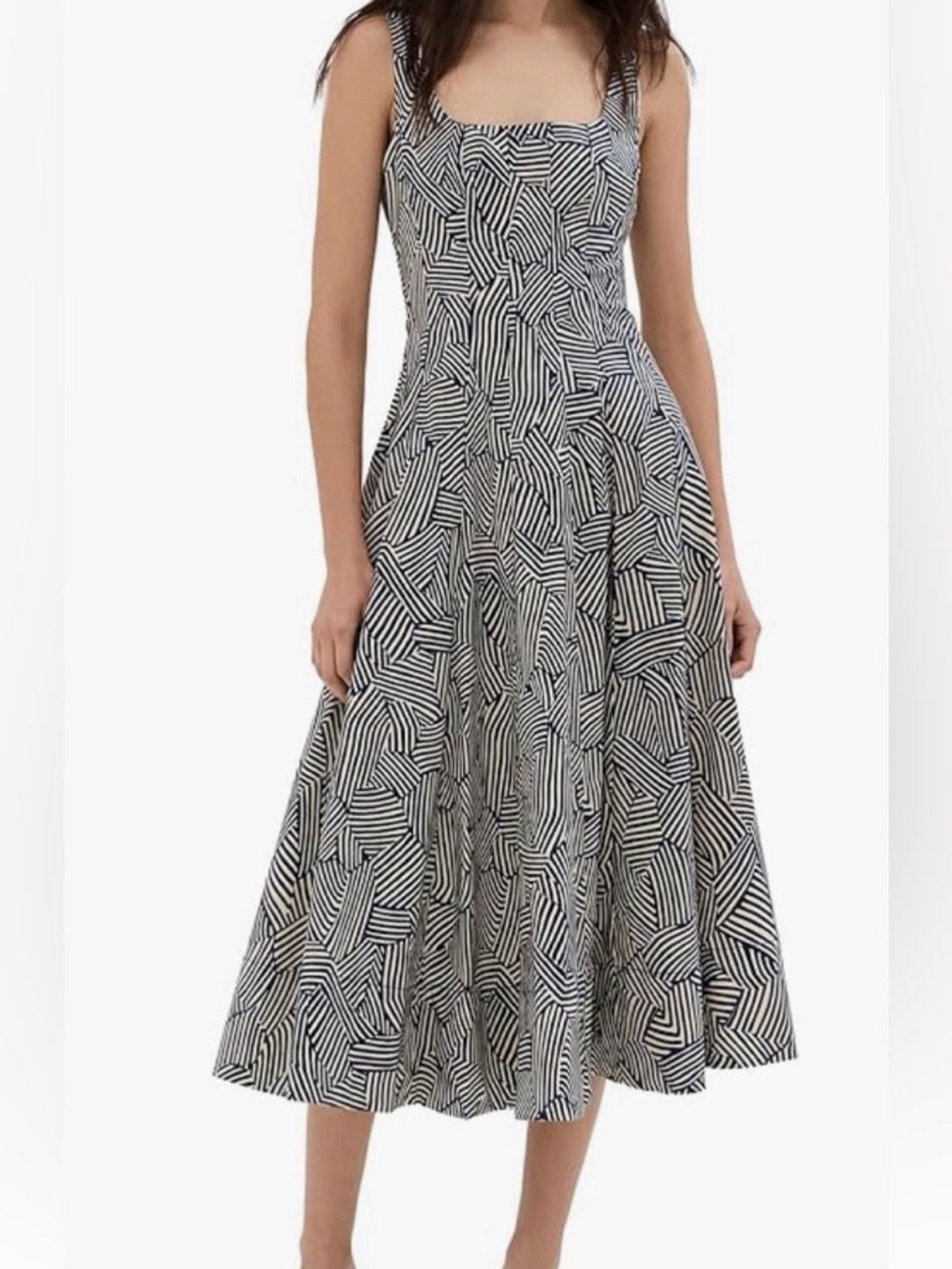 STAUD Black & White Wells Geometric Midi dress. SOLD OUT EVERYWHERE